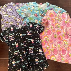 Sanrio Cotton Scrub Top Lot of 4